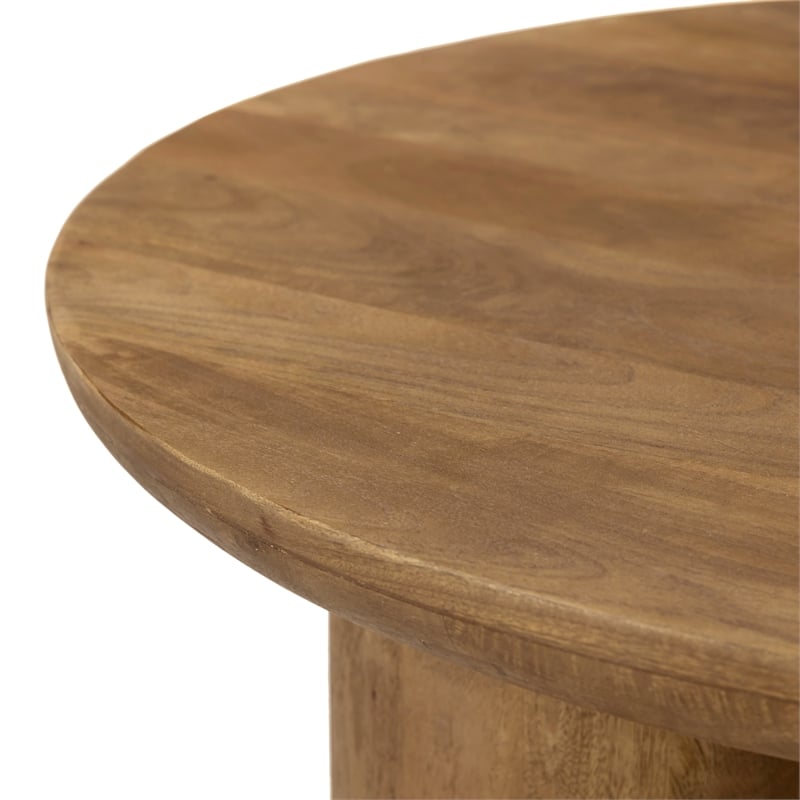 Sullivan Round Coffee Table in Spice Tan Finish on Solid Wood