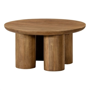 Sullivan Round Coffee Table in Spice Tan Finish on Solid Wood