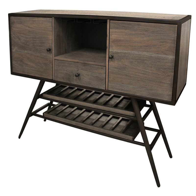 Felix Wine Buffet in Weathered Gray Finish on Mango Solid Wood
