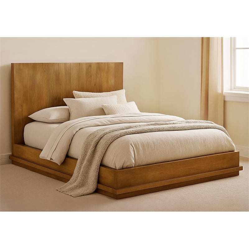 Flagstaff Queen-Size Bed in Spice Tan Finish on Mango Solid Wood