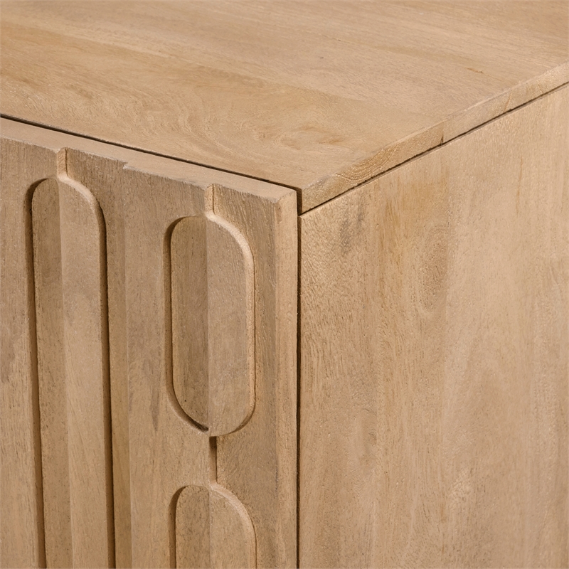 Lana 4-Door Sideboard in Oak Natural Finish on Mango Solid Wood