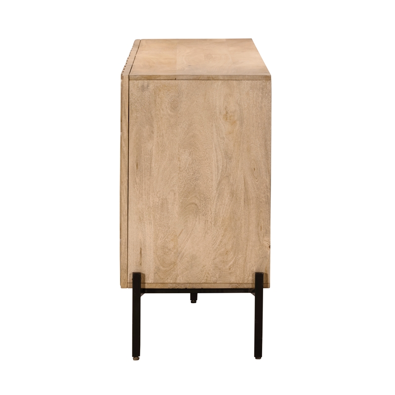 Lana 4-Door Sideboard in Oak Natural Finish on Mango Solid Wood