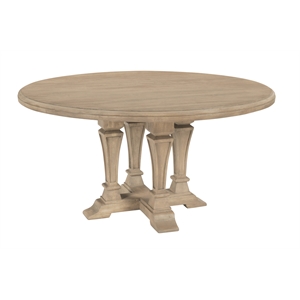 Carmenita Round Dining Table In Smoky Walnut Finish on Solid Wood