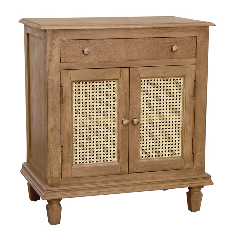 Otis Night Stand/Cabinet with 2 Doors and 1 Drawer in Wheat Finish on Solid Wood