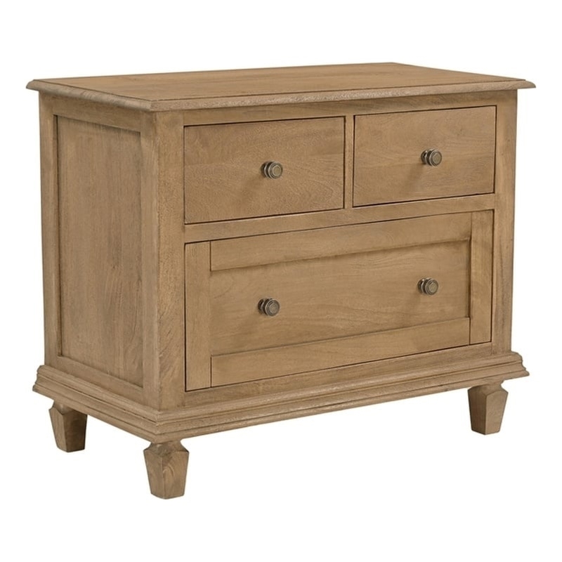 Otis 3-Drawer Nightstand in Wheat Finish on Mango Solid Wood