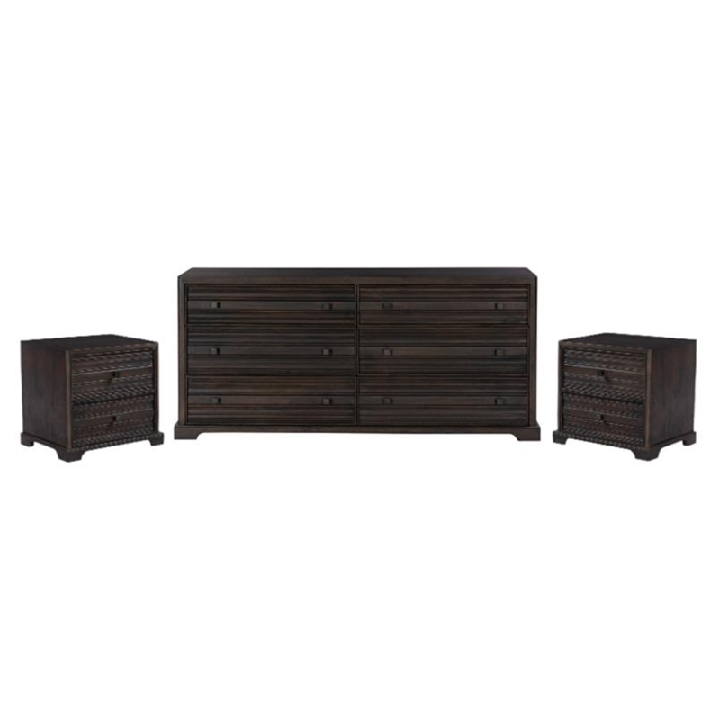 Carmenita Bedroom Set With 1 Dresser And 2 Nightstands In Rich Umber