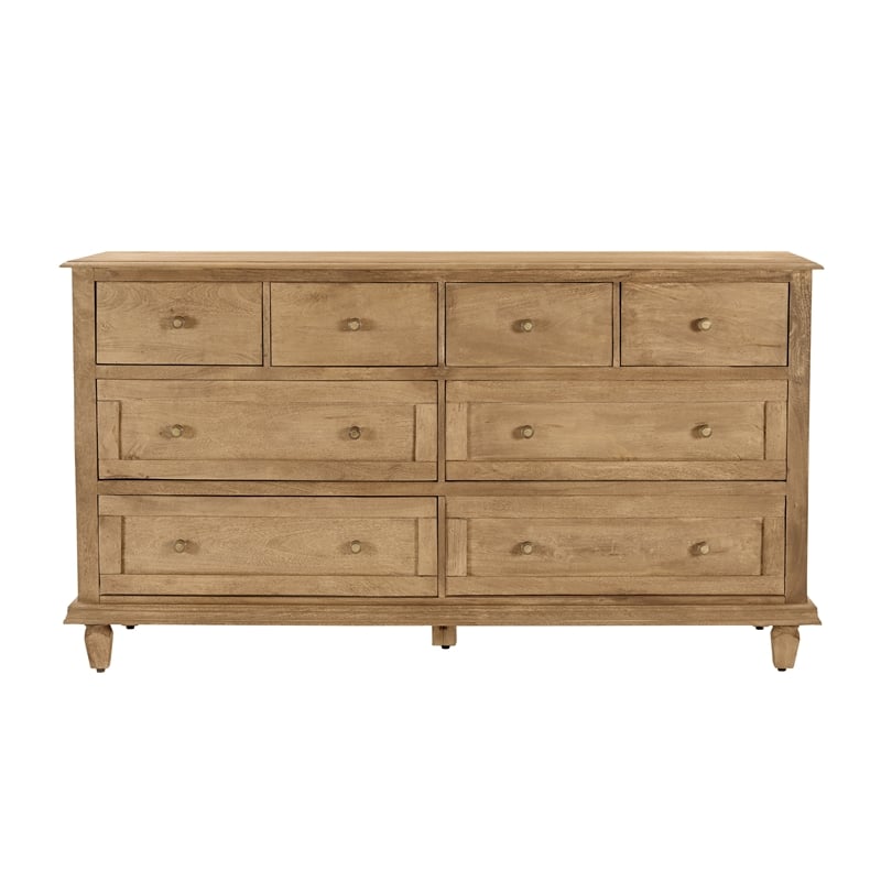 Otis 8 Drawer Double Dresser in Wheat Finish on Mango Solid Wood