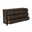 Otis 8 Drawer Double Dresser in Barista Brown Finish on Mango Solid Wood