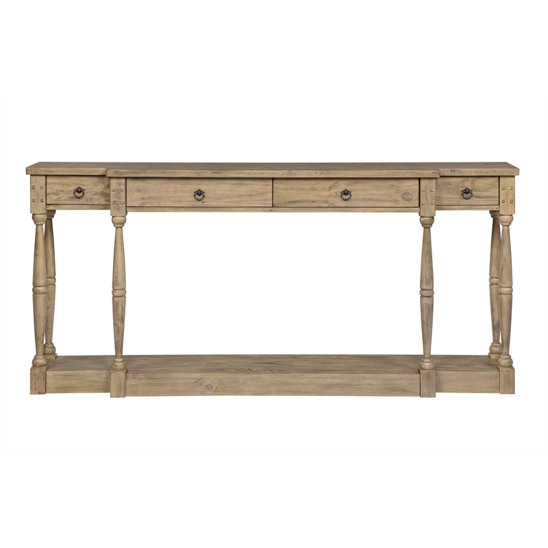 Ravine 4-Drawer Console Table in Toasted Natural Finish on Solid Wood
