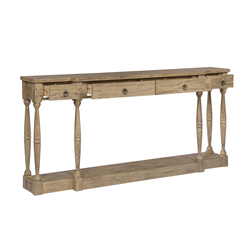 Ravine 4-Drawer Console Table in Toasted Natural Finish on Solid Wood