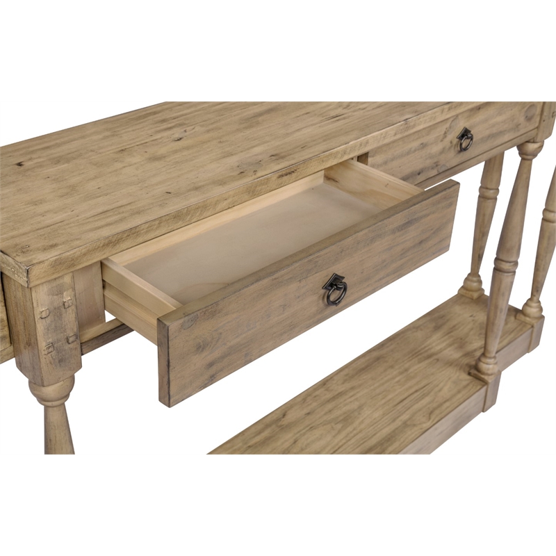 Ravine 4-Drawer Console Table in Toasted Natural Finish on Solid Wood