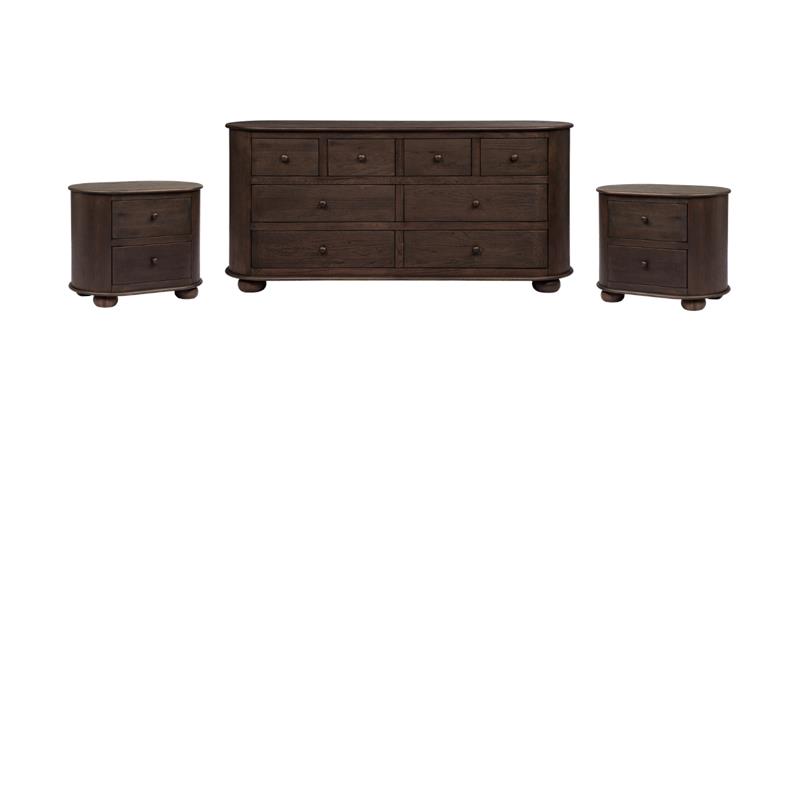 Astrid Bedroom Set With 1 Dresser And 2 Nightstands In Appalachian Brown