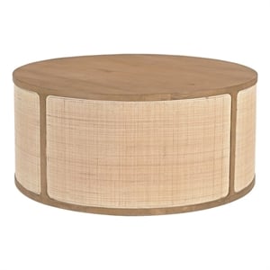 Otis Round Cocktail Table in Wheat Finish on Mango Solid Wood