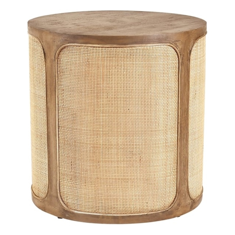 Otis Pacific Round Side Table in Wheat Finish on Mango Solid Wood