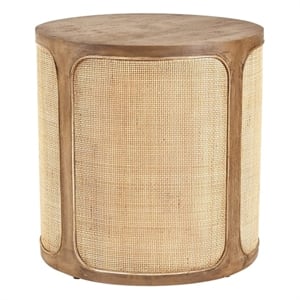 Otis Pacific Round Side Table in Wheat Finish on Mango Solid Wood