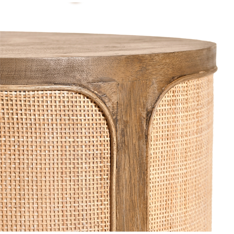 Otis Pacific Round Side Table in Wheat Finish on Mango Solid Wood