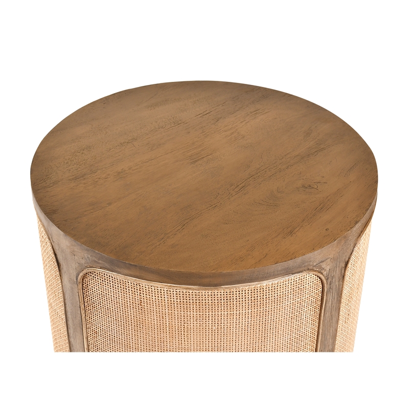Otis Pacific Round Side Table in Wheat Finish on Mango Solid Wood