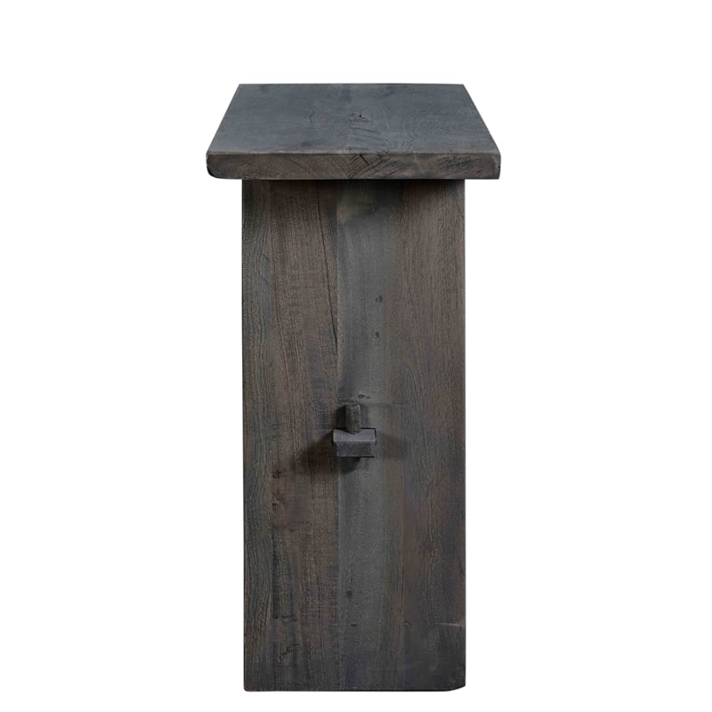 Jamboree Hand Carved Stool in Dark Gray Finish on Recycled Wood