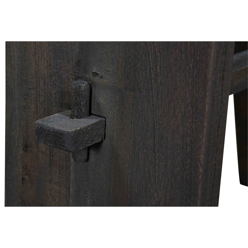 Jamboree Hand Carved Stool in Dark Gray Finish on Recycled Wood
