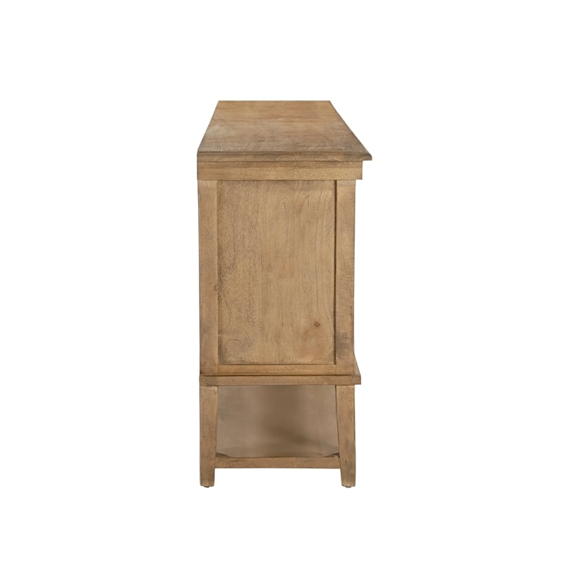 Otis 4-Door Cane Sideboard in Wheat Finish on Mango Solid Wood