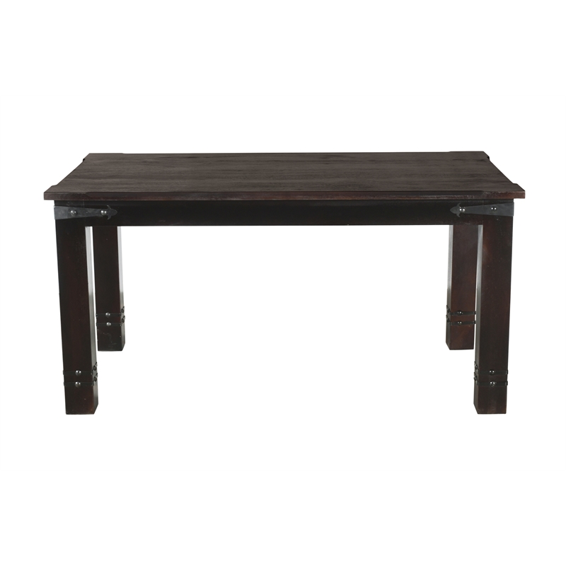 Milan 5' Dining Table with Iron Accents in Dark Walnut Finish on Solid Wood