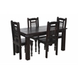 Milan 5' Dining Table with Iron Accents in Dark Walnut Finish on Solid Wood