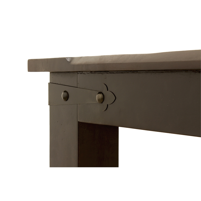Milan 5' Dining Table with Iron Accents in Dark Walnut Finish on Solid Wood