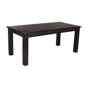 Milan 6' Dining Table with Iron Accents in Dark Walnut Finish on Solid Wood