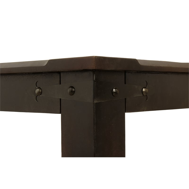 Milan 8' Dining Table with Iron Accents in Dark Walnut Finish on Solid Wood