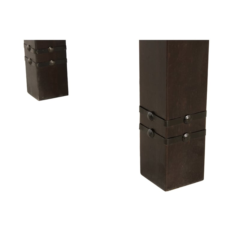 Milan 8' Dining Table with Iron Accents in Dark Walnut Finish on Solid Wood