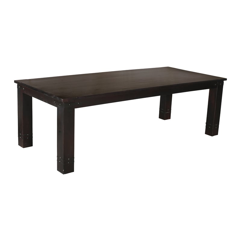 Milan 8' Dining Table with Iron Accents in Dark Walnut Finish on Solid Wood