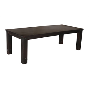 Milan 8' Dining Table with Iron Accents in Dark Walnut Finish on Solid Wood