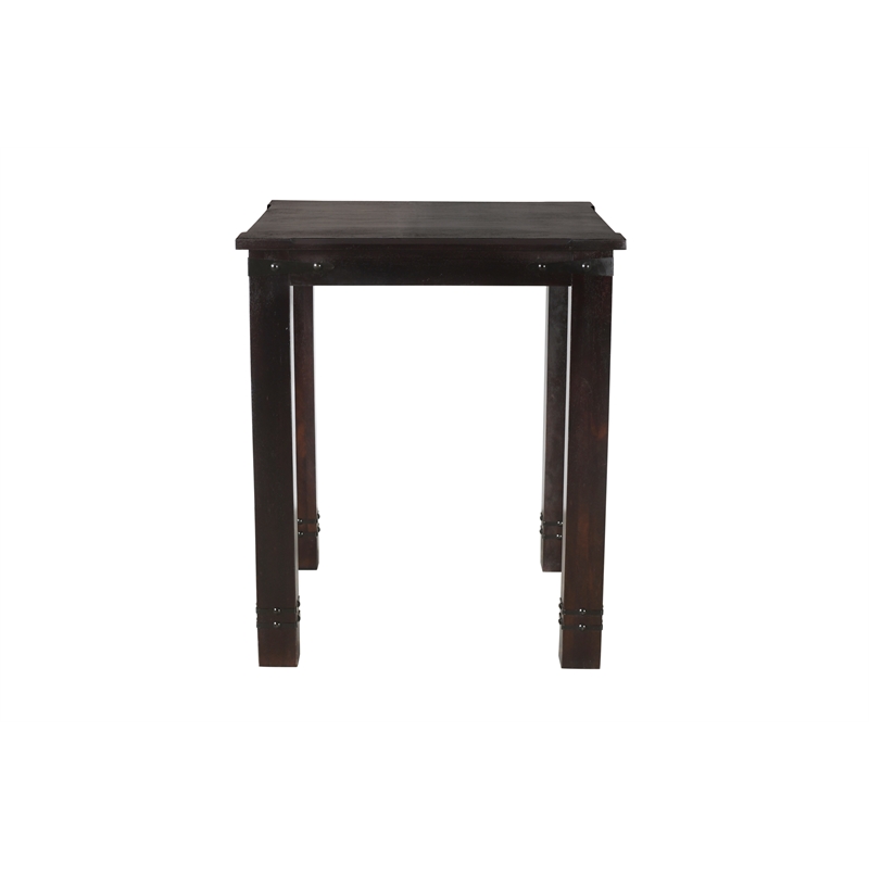 Milan Bar Height Table with Iron Accents in Dark Walnut Finish on Solid Wood