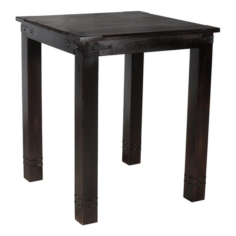 Milan Bar Height Table with Iron Accents in Dark Walnut Finish on Solid Wood