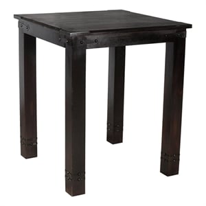 Milan Bar Height Table with Iron Accents in Dark Walnut Finish on Solid Wood