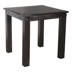 Milan Counter Height Table with Iron Accents in Dark Walnut Finish on Solid Wood
