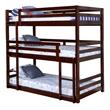 BEKids Traditional Solid Wood Twin Triple Bunk Bed in Java Brown