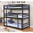 BEKids Traditional Solid Wood Twin Triple Bunk Bed in Charcoal