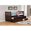 Solid Wood Twin Captain Bed with Twin Trundle and 3 Drawers in Java Brown