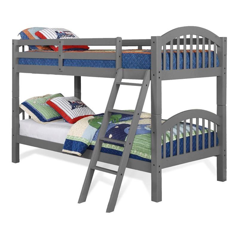 BEKids Traditional Solid Wood Twin/Twin Arched Bunk Bed in Gray