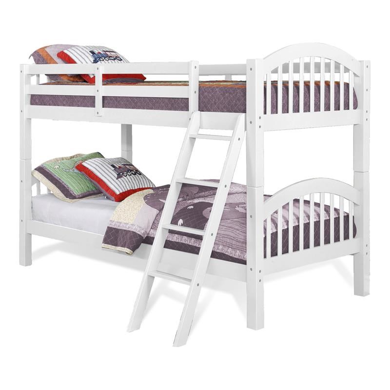 BEKids Traditional Solid Wood Twin/Twin Arched Bunk Bed in White