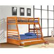 BEKids Solid Wood Twin/Full Bunk Bed with Matching Trundle in Oak