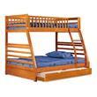 BEKids Solid Wood Twin/Full Bunk Bed with Matching Trundle in Oak