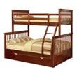 BEKids Wood Twin/Full Bunk Bed with Matching Trundle in Walnut