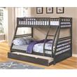BEKids Solid Wood Twin/Full Bunk Bed with Matching Trundle in Gray