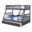 BEKids Solid Wood Twin/Full Bunk Bed with Matching Trundle in Gray