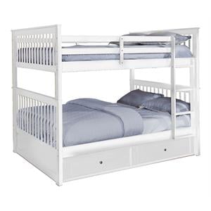 BEKids Solid Wood Full/Full Bunk Bed with Trundle/Storage in White