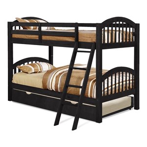 BEKids Solid Wood Twin/Twin Arched Bunk Bed with Trundle in Charcoal