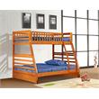 BEKids Traditional Solid Wood Twin/Full Bunk Bed with Slats in Oak