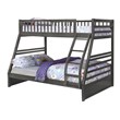 BEKids Traditional Solid Wood Twin/Full Bunk Bed with Slats in Gray
